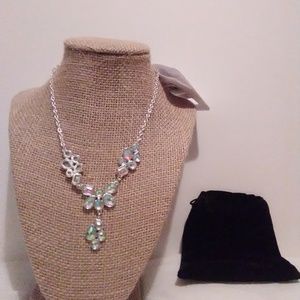 Y Silver/AB Crystal Necklace
